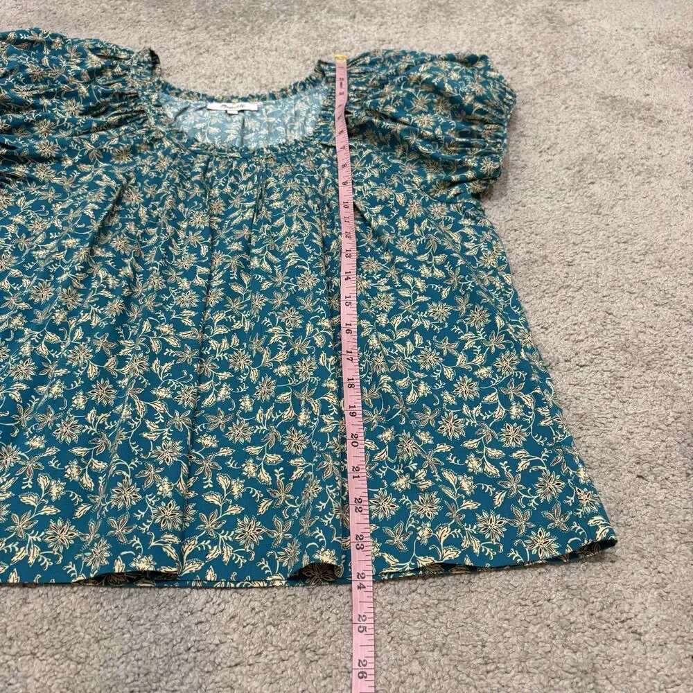 Madewell Scoop Neck Puff Sleeve Top Eloise Ditsy Floral Size 10